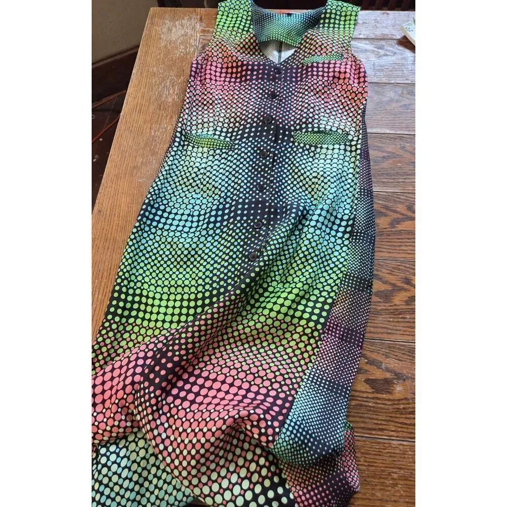 BruceGlen long button down bright dress sz Small